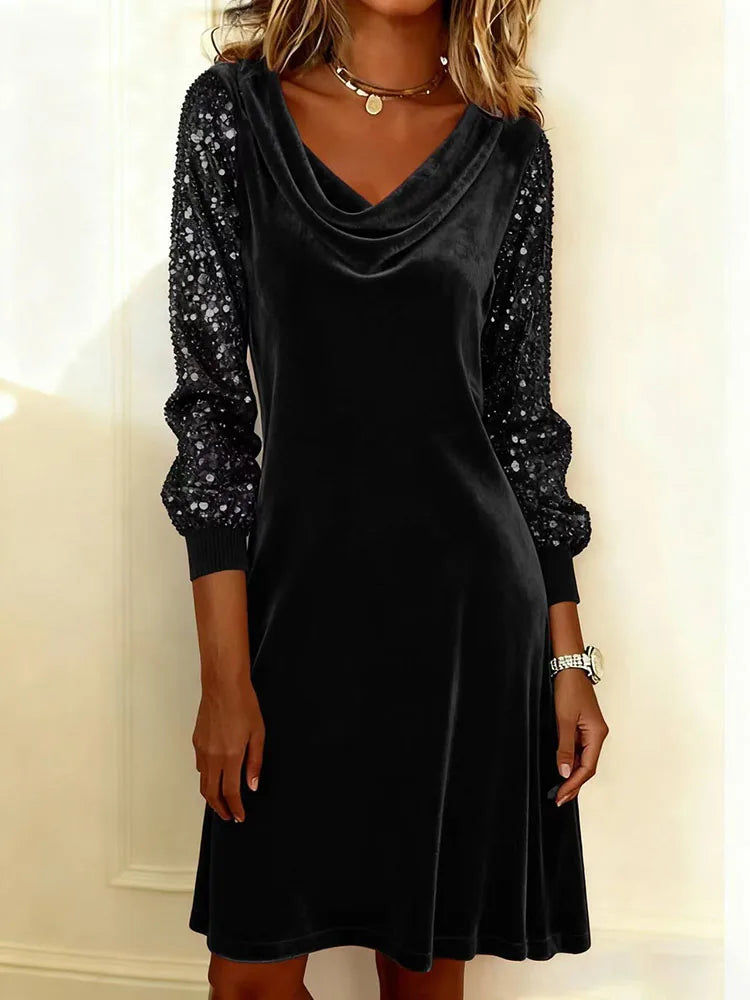 Aubrey | Velvet Sparkle Sleeve Dress